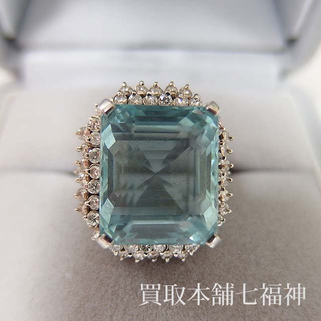 Pm アクアマリンリング 14.65ct メレダイヤモンド付きの買取事例