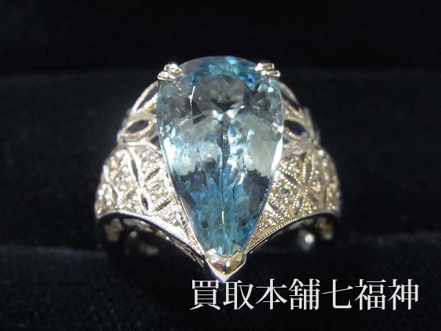Pt900 アクアマリンリング 6.65ct メレダイヤモンド付きの買取事例