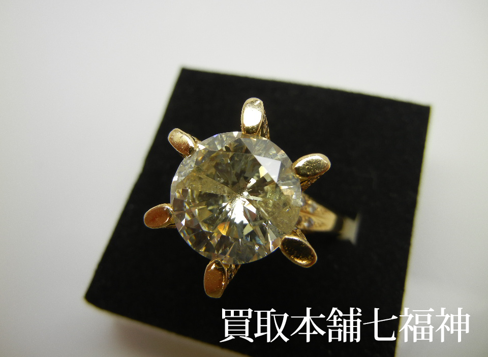 K18 立て爪ダイヤモンドリング 5.787ct・メレダイヤモンド0.81ctの買取事例