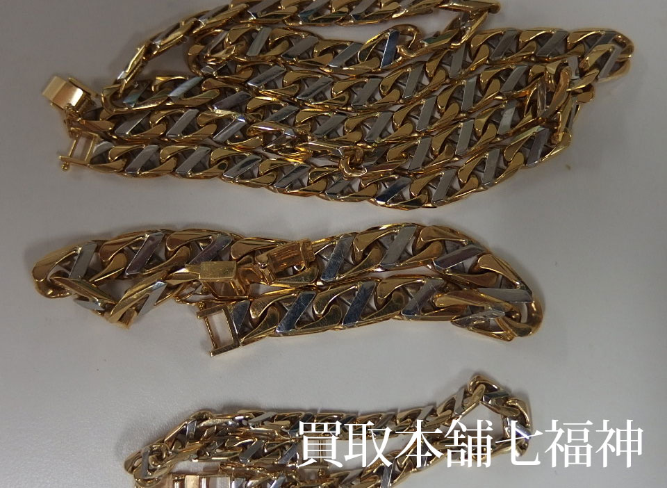 K18／Pt850 コンビ ネックレス ブレスレットの買取事例