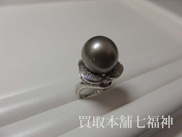 Pt900 ブラックパール ダイヤ付リングの買取事例