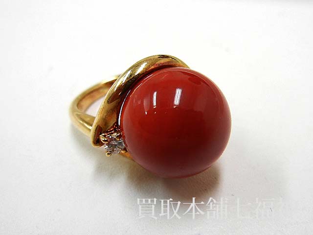 K18 15mm珊瑚リングの買取事例