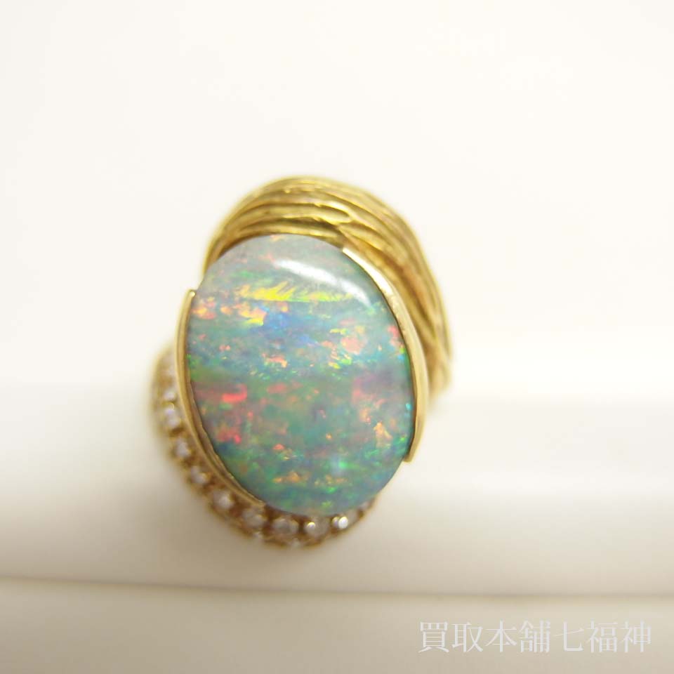 K18 オパールリング7.68ct D0.10ctの買取事例