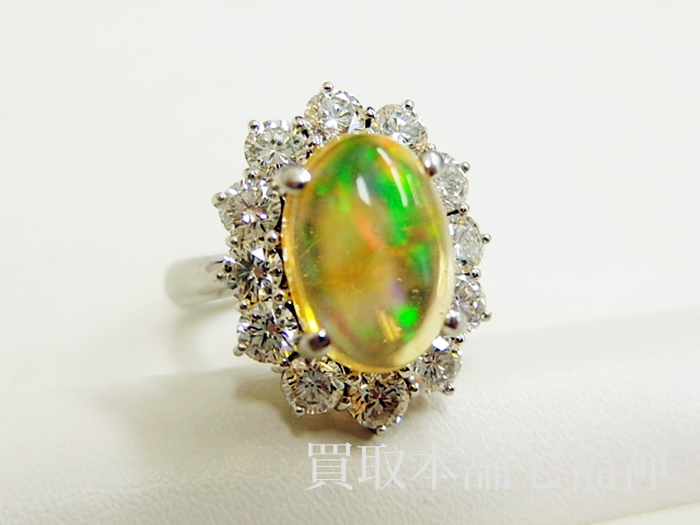 Pt900 メキシコオパールリング O3.38ct D1.676ctの買取事例