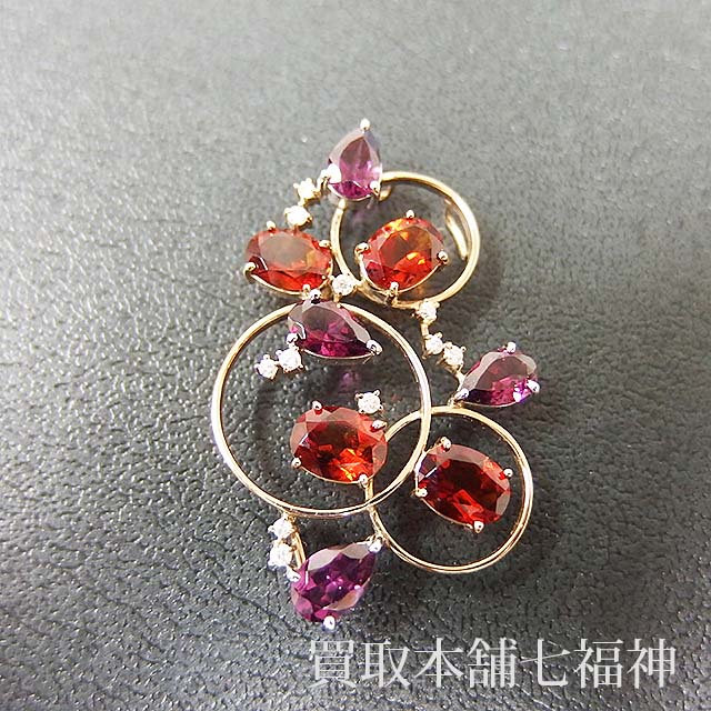 K18 マルチストーンペンダントトップ(ガーネット/アメシスト/メレダイヤ)の買取事例