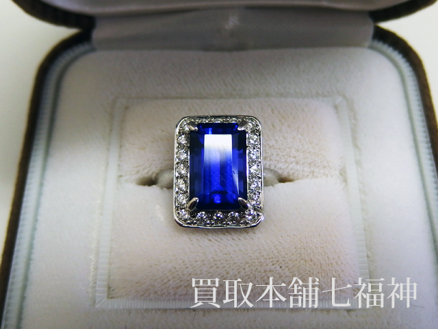 Pt900 タンザナイトリング（ブルーゾイサイト） TZ 4.98ct D 0.35ct