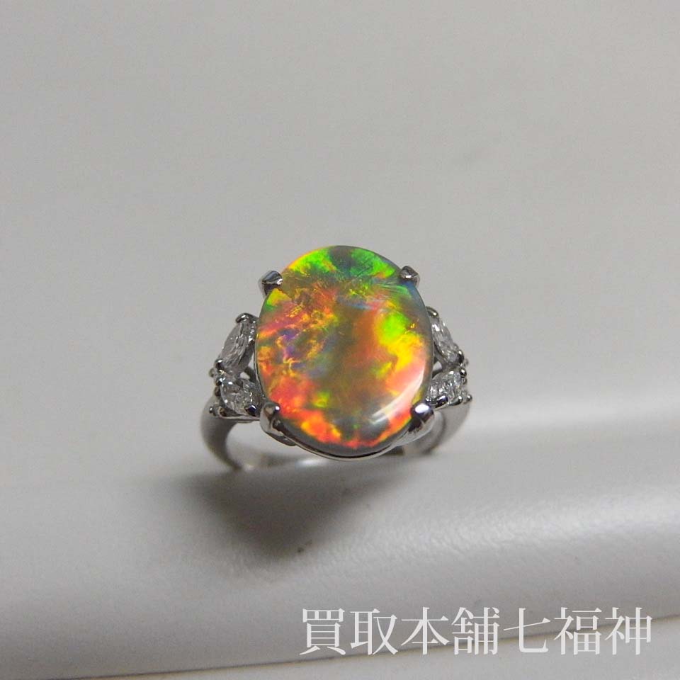 ブラックオパールリング O 3.24ct D 0.33ct