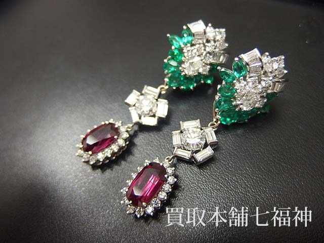 ミキモト マルチカラーストーン イヤリング（ルビー/エメラルド/ダイヤモンド）の買取事例