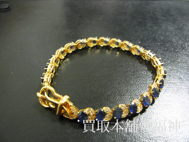 K18 サファイア 8.82ct ブレスレットの買取事例
