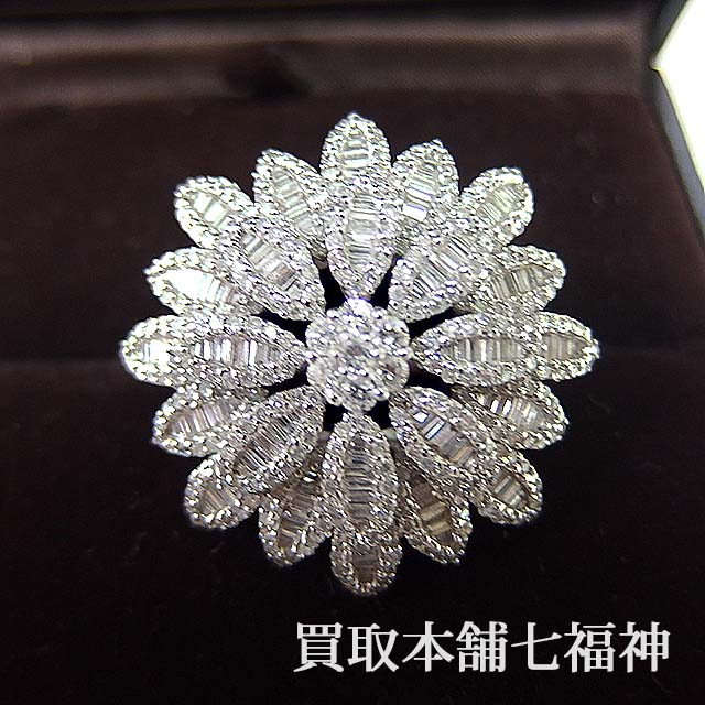 K18WG ダイヤモンド4.30ctフラワーモチーフリングの買取事例