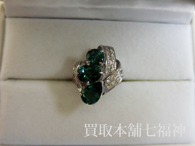 Pt900 グリーントルマリンリング 4.72ct ダイヤ付の買取事例