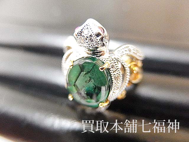 K18/Pt900 トラピッチェ・エメラルドリングの買取事例