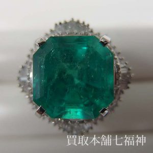 pt900エメラルド ダイアリング　#12 エメラルド デザインリング 12号 Pt900
