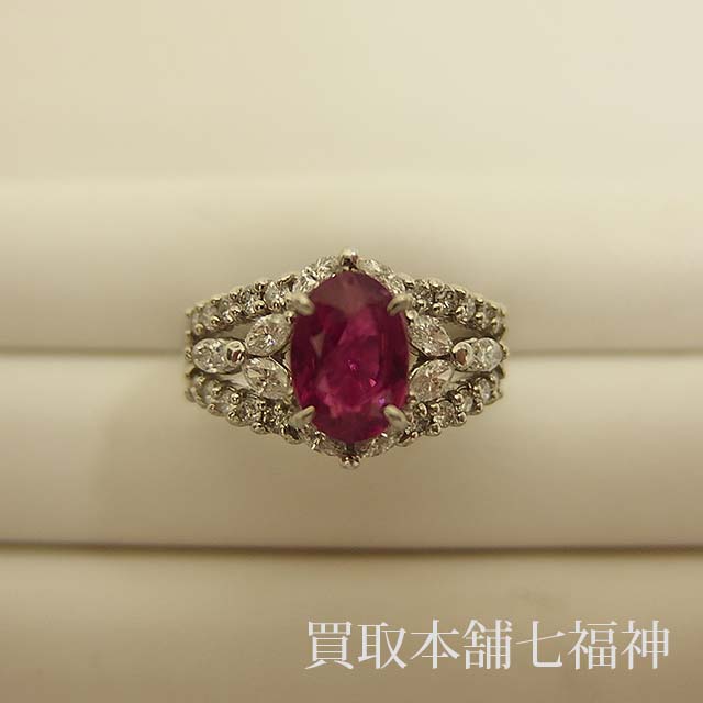 買取相場232,000～280,000円】 Pt900 ルビーリング2.01ct メレダイヤ 