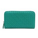 Bottega Veneta ボッテガ・ヴェネタ イントレチャート レザー ラウンドジップ長財布 ターコイズ