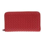 Bottega Veneta ボッテガ・ヴェネタ ラウンドファスナー長財布 ラムスキン赤