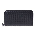 Bottega Veneta ボッテガ・ヴェネタ ラウンドファスナー財布 ブラック イントレチャート カーフ