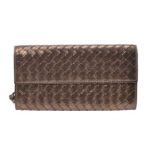Bottega Veneta ボッテガ・ヴェネタ ラウンドファスナー長財布 イントレチャート ゴールド