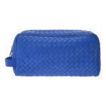 Bottega Veneta ボッテガ・ヴェネタ セカンドバッグ カーフ ブルー イントレチャート