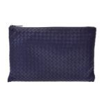 Bottega Veneta ボッテガ・ヴェネタ クラッチバッグ イントレチャート ブルー ラムスキン