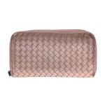 Bottega Veneta ボッテガ・ヴェネタ ラウンドファスナー長財布 イントレチャート ピンクゴールド