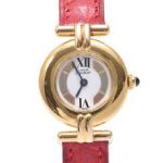 Cartier カルティエ コリゼ GP/革 白文字盤 クオーツ