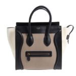 CELINE セリーヌ ラゲージ ミニショッパー 黒/茶/白 レザー