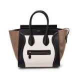 CELINE セリーヌ ラゲージ ミニショッパー カーフ/ラムスキン 黒/白/