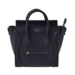 CELINE セリーヌ ラゲージナノショッパー レザー ブラック ストラップ付