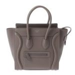 CELINE セリーヌ ラゲージ マイクロショッパー カーフ グレー×SV金具