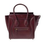 CELINE セリーヌ ラゲージ マイクロショッパー レザー 茶 水色