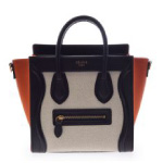CELINE セリーヌ ラゲージ ナノショッパー 2WAY キャンバス レザー ベージュ オレンジ ブラック ストラップ付