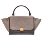 CELINE セリーヌ トラペーズ クロコ型押し カーキ グレージュ 2WAYバッグ