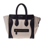 CELINE セリーヌ ラゲージ ミニショッパー キャンバス レザー ナチュラル ブラック