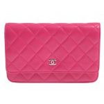 CHANEL シャネル チェーンウォレット ラムスキン ピンク