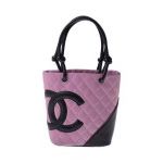 CHANEL シャネル カンボンライン スモールトート ラムスキン ピンク×ブラック