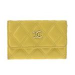 CHANEL シャネル マトラッセ カードケース イエロー ラムスキン