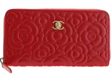 シャネルの赤いラムスキンの財布