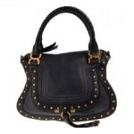 Chloe クロエ マーシー 2WAYバッグ スタッズ ネイビー カーフ