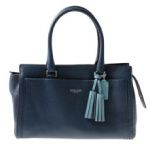 Coach コーチ トートバッグ タッセル付カーフ型押しブルー