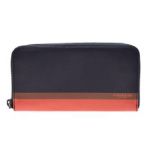 Coach コーチ ラウンドファスナー長財布 カーフ 紺 茶
