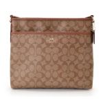 Coach コーチ ショルダーバッグ シグネチャー PVC ベージュ 茶 フラットタイプ F34938