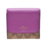 Coach コーチ コンパクト財布 シグネチャー カーフ 紫