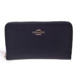 Coach コーチ ラウンドファスナー財布 レザー ネイビー 58584