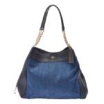 Coach コーチ チェーントートバッグ 青/紺 レディース デニム/レザー