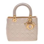 Dior ディオール 2WAYハンドバッグ カナージュ ラムスキン アイボリー