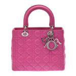 Dior ディオール レディディオール カナージュ 2WAYバッグ ラムスキン ピンク