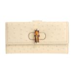 GUCCI グッチ Wホック長財布 オーストリッチ ベージュ