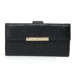 GUCCI グッチ Wホック長財布 グッチシマ カーフ ブラック