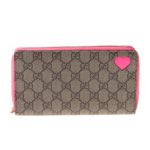 GUCCI グッチ ネオンハート ラウンドファスナー財布 ベージュ×ネオンピンク GG柄 PVC